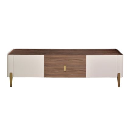 Mueble TV Beige Nogal Acero Pulido, 200 Cm