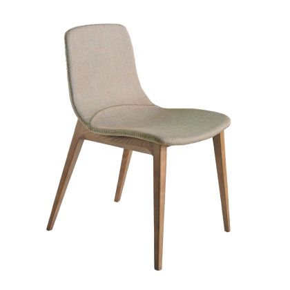 Silla Tejido Beige Madera Color Nogal, 60 Cm