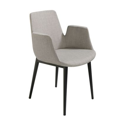 Silla Tela Gris Acero Negro, 59 Cm