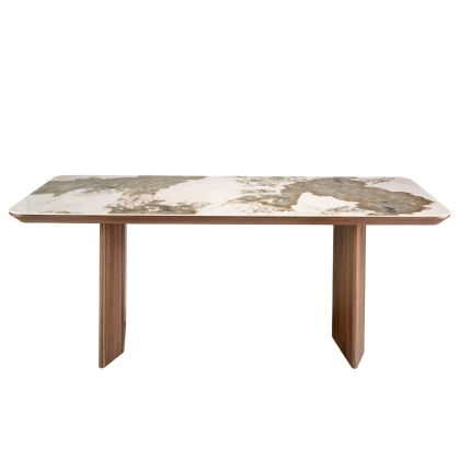 Mesa Comedor Rectangular Mármol Porcelánico Nogal, 200 Cm
