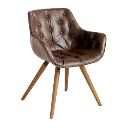 Silla Símil Piel Marrón Chocolate Madera, 65 Cm
