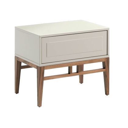 Mesita de Noche MDF Beige Chapa Nogal, 60 Cm