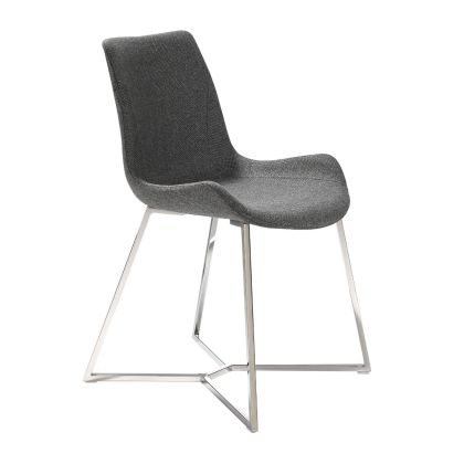Silla Tela Gris Oscuro Acero Cromado, 54 Cm