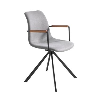 Silla Giratoria Tela Gris Oscuro Acero Negro, 50 Cm