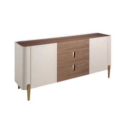 Aparador Nogal Beige Acero Pulido Dorado, 180 Cm