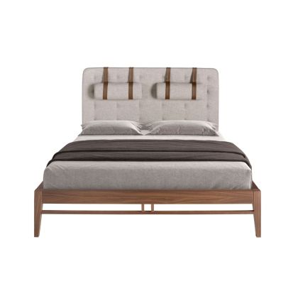 Cama Capitoné Tela Color Gris, 172 Cm