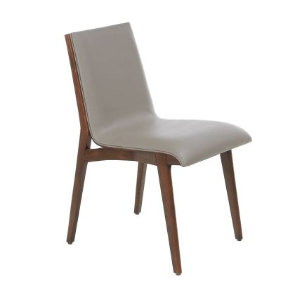 Silla Color Visón Oscuro Patas Nogal, 46 Cm