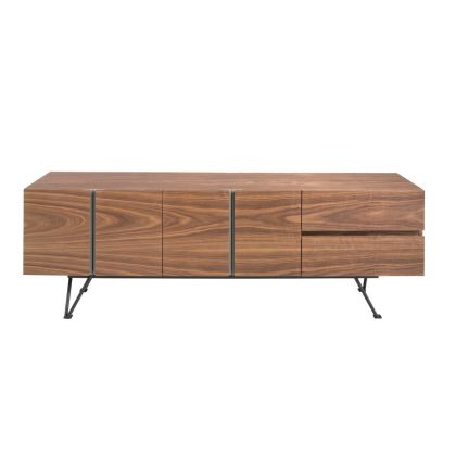 TV Stand 2 Drawers Walnut Steel, 180 Cm