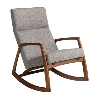 Sillón Mecedora Tela Gris Madera Nogal, 68 Cm