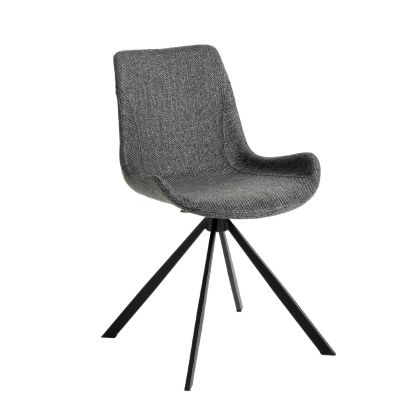Silla Giratoria Tela Gris Oscuro Acero, 54 Cm