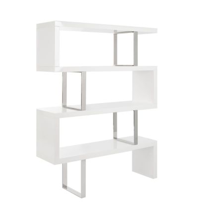 Estantería Blanco Brillo Acero Cromado, 130 Cm