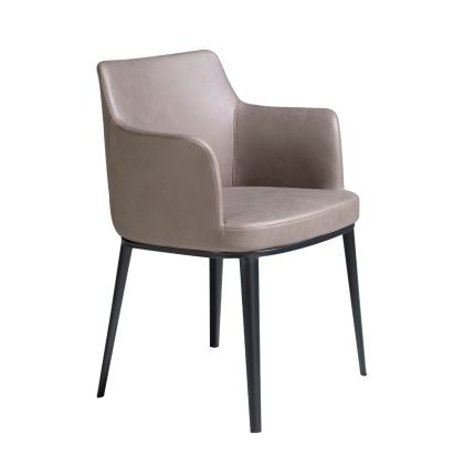 Mink Color Fabric Chair, Black Steel, 56 cm