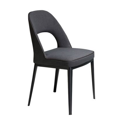 Dark Grey Fabric Chair Black Steel, 47 Cm