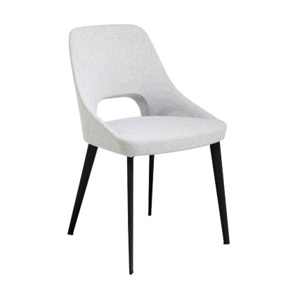 Grey Fabric Chair Black Steel, 45 Cm