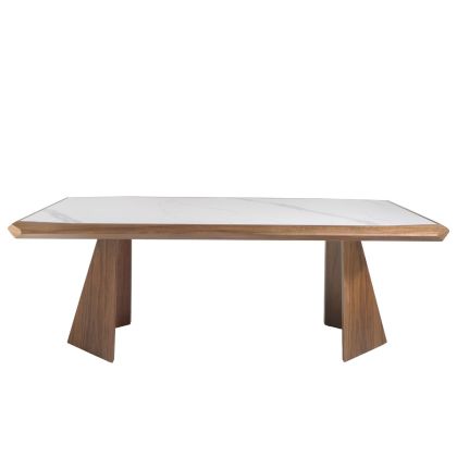 Mesa Comedor Rectangular Mármol Porcelánico Nogal, 220 Cm