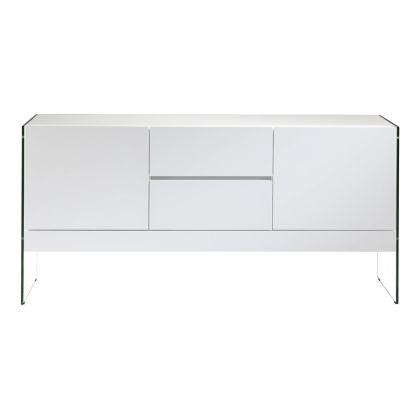 Aparador Blanco Patas Cristal Templado, 180 Cm