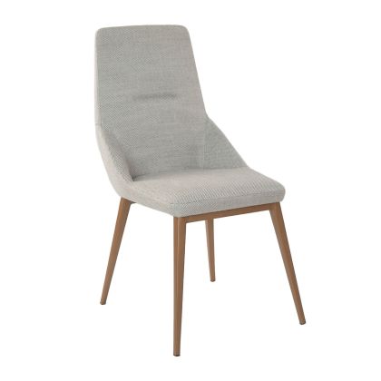 Silla Tela Gris Claro Acero Dorado, 48 Cm