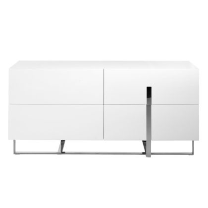 Aparador Blanco Base Acero Cromado, 160 Cm
