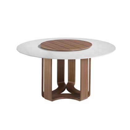 Mesa Comedor Redonda Mármol Porcelánico Nogal, Ø150 Cm