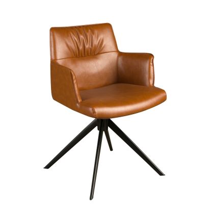 Silla Giratoria Símil Piel Color Cognac Acero, 57 Cm