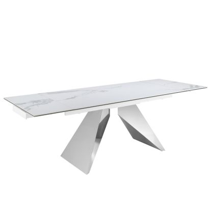 Mesa Extensible Mármol Porcelánico Acero Cromado, 160/240 Cm