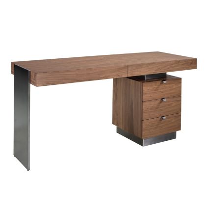 Escritorio Nogal Acero Pulido Oscurecido, 160 Cm