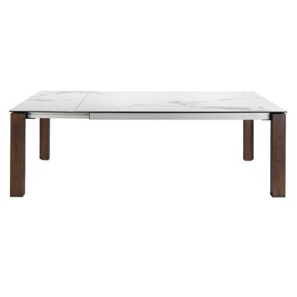 Mesa Comedor Extensible Rectangular Mármol Porcelánico Nogal, 180/235 Cm