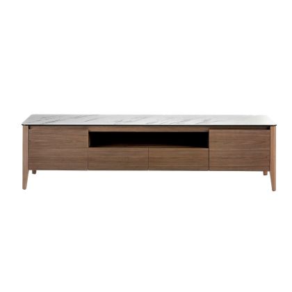Mueble TV Nogal Cristal Imitación Mármol, 200 Cm