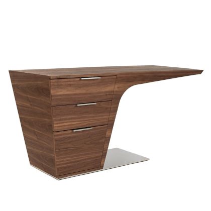 Escritorio Nogal Base Acero Cromado, 160 Cm