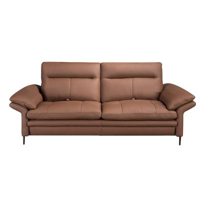 3-Seater Brown Leather Sofa, 208 Cm