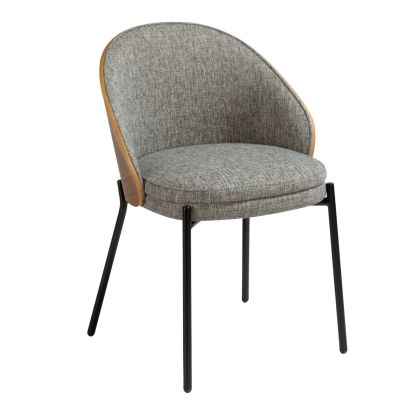 Silla Tela Gris Nogal Acero, 52 Cm
