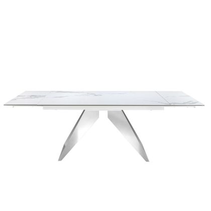 Mesa Comedor Extensible Mármol Porcelánico Acero Cromado, 160/240 Cm