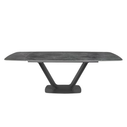 Mesa Comedor Extensible Mármol Porcelánico Acero Negro, 160/240 Cm