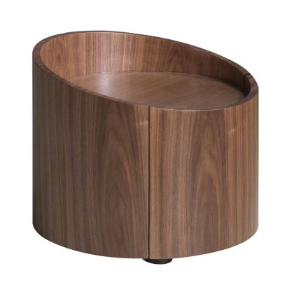 Mesita de Noche Moderna Chapa Nogal, Ø53 Cm