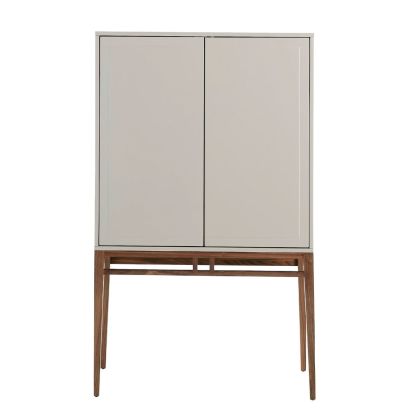 Aparador Alto Beige Base Nogal, 90 Cm