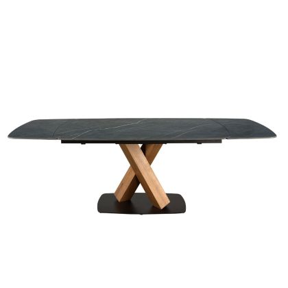 Mesa Comedor Extensible Mármol Porcelánico Nogal, 160/240 Cm