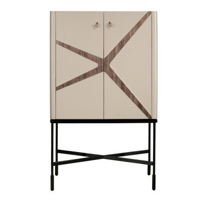 Aparador Alto Piel Beige Nogal Acero, 90 Cm