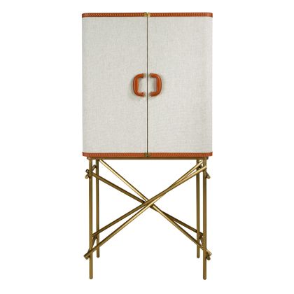 Aparador Alto Tela Gris Acero Dorado, 82 Cm