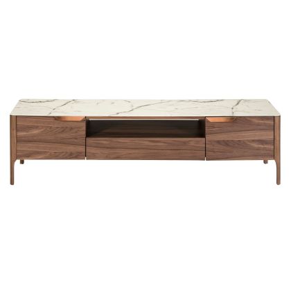Mueble TV Nogal Mármol Porcelánico Acero, 180 Cm