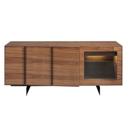 Aparador Nogal Acero con Iluminación Interior, 180 Cm