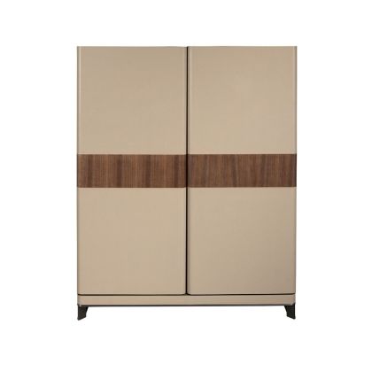 Aparador Alto Piel Beige Nogal Acero, 120 Cm