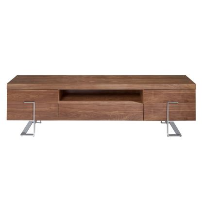 Mueble TV Nogal Acero Cromado, 200 Cm