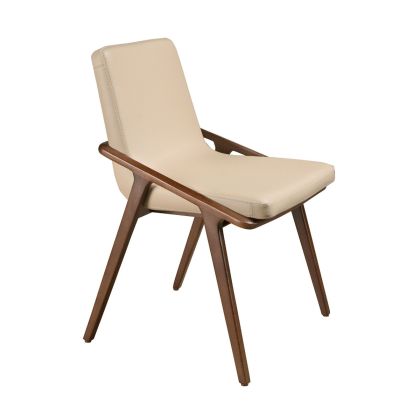 Silla Símil Piel Color Visón Madera Color Nogal, 54 Cm