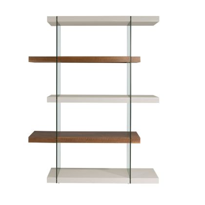Estantería Lacado Gris Perla Nogal Cristal, 140 Cm