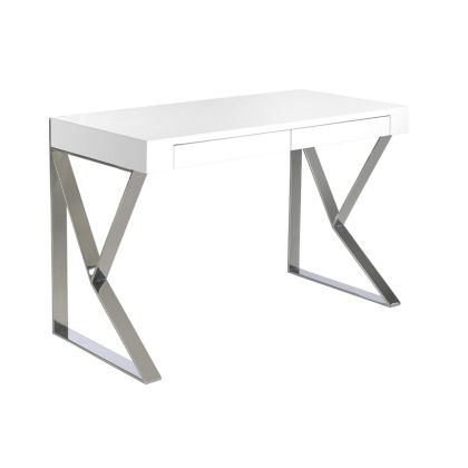 Escritorio Blanco Acero Cromado, 120 Cm