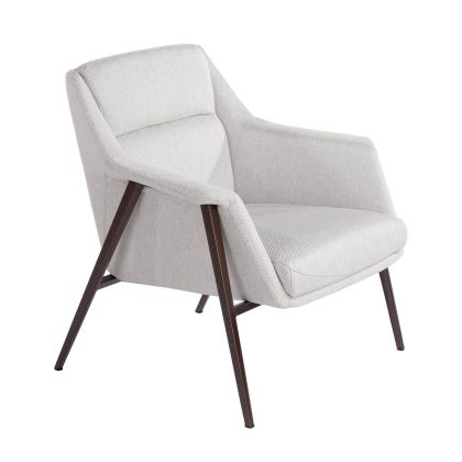 Sillón Tapizado Blanco Acero Marrón, 78 Cm