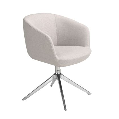 Light Grey Fabric Swivel Chair Chrome Steel, 67 Cm
