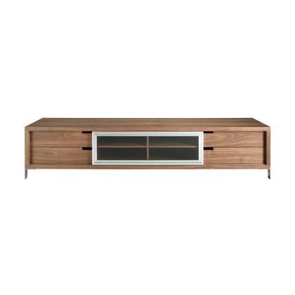 Mueble TV Nogal Acero Cromado, 238 Cm