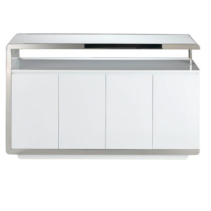 Aparador Blanco Acero Cromado, 140 Cm