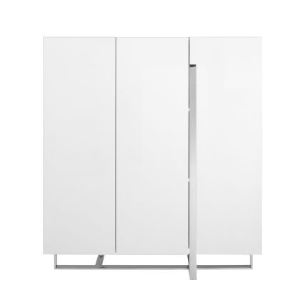 Aparador Alto Blanco Base Acero Cromado, 120 Cm